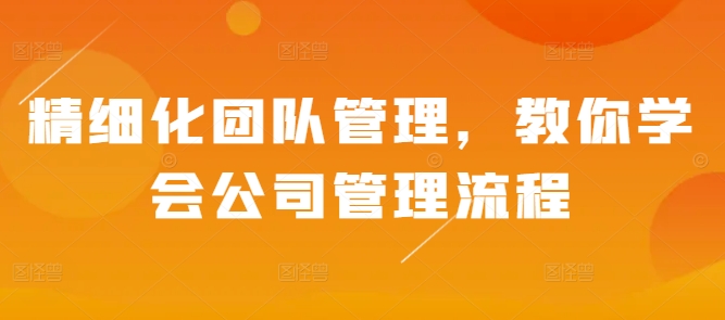精细化团队管理，教你学会公司管理流程-zeli芝士岛