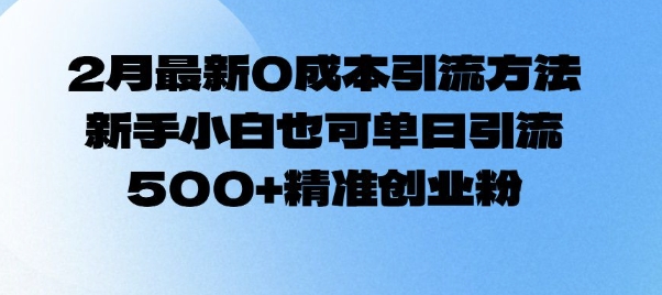 【第9011期】2月最新0成本引流方法，新手小白也可单日引流500+精准创业粉