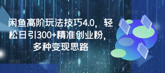 【第9088期】闲鱼高阶玩法技巧4.0，轻松日引300+精准创业粉，多种变现思路