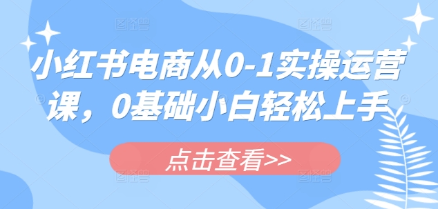 【第9160期】小红书电商从0-1实操运营课，0基础小白轻松上手