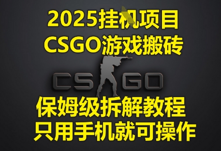 【第9435期】2025挂G项目，CSGO游戏搬砖，保姆级拆解教程，只用手机就可操作【揭秘】