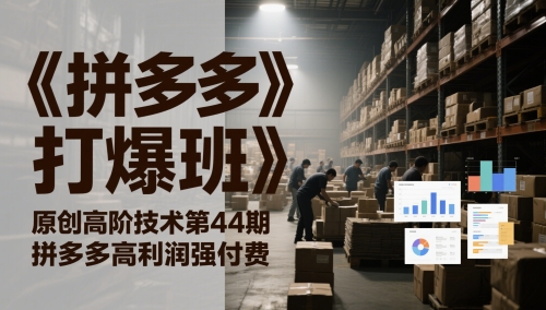 拼多多打爆班》原创高阶技术第44期，拼多多高利润强付费