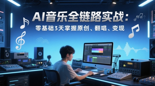AI音乐制作与变现全链路实战课程：从零基础到精通，快速掌握原创音乐、翻唱及变现技巧插图