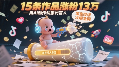 用AI制作幼崽代言人，宝宝的控诉火爆全网，15条作品涨粉13W